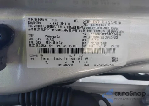 2018 Ford Focus Se from USA, damaged, VIN 1FADP3F29JL324867